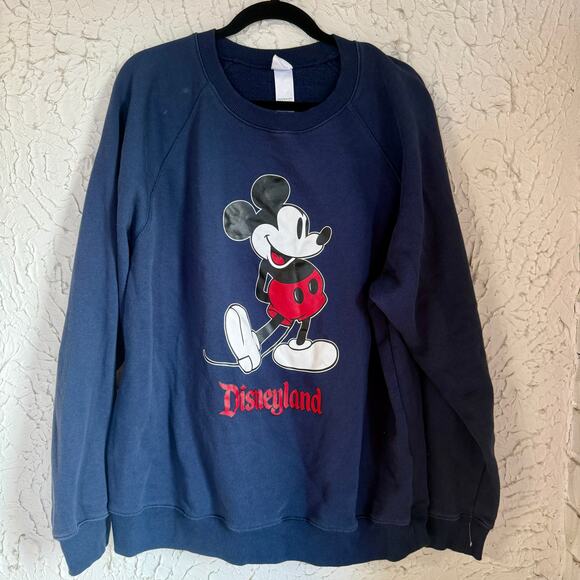 Disney Tops - Disneyland Mickey Mouse Graphic Sweatshirt XL Navy Blue Disney Parks Crewneck